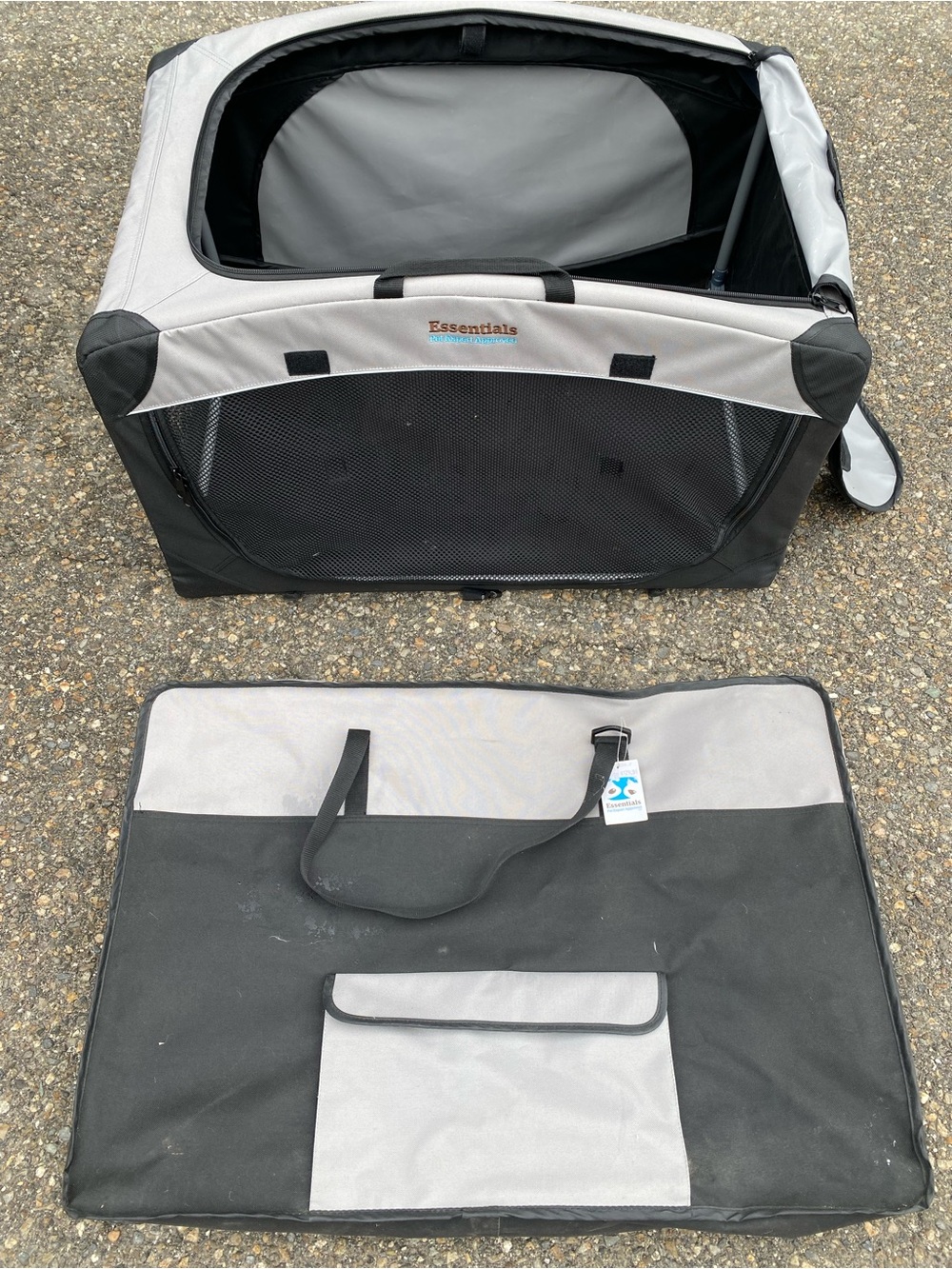 Essentials Gray and Black Pet Playpen Tote 28” x19”